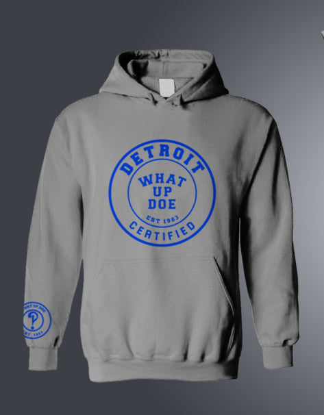 Gray and Honolulu Blue Hoodie