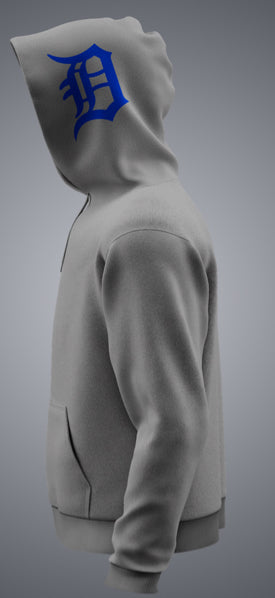 Gray and Honolulu Blue Hoodie