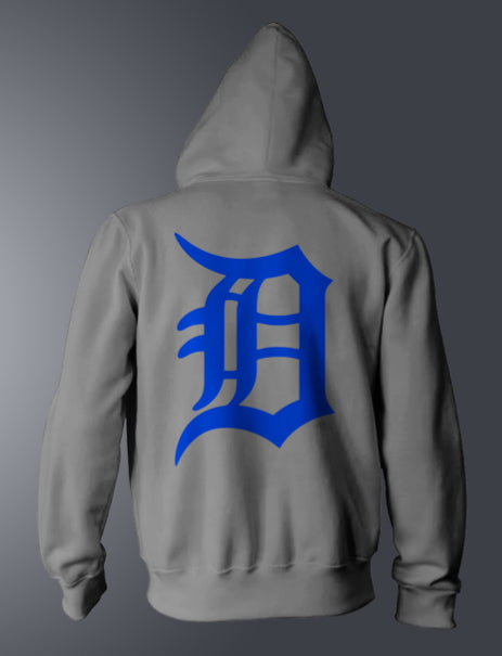 Gray and Honolulu Blue Hoodie