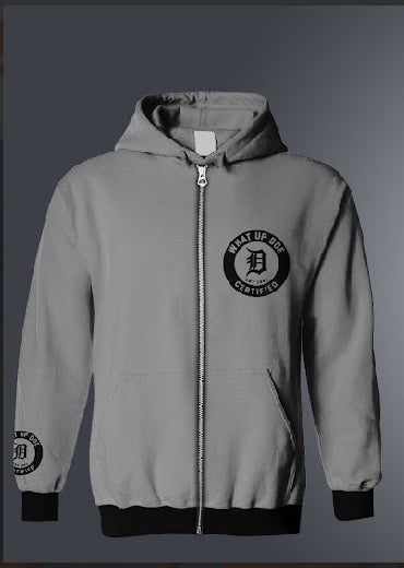 Charcoal Gray and Black zip up Hoodie